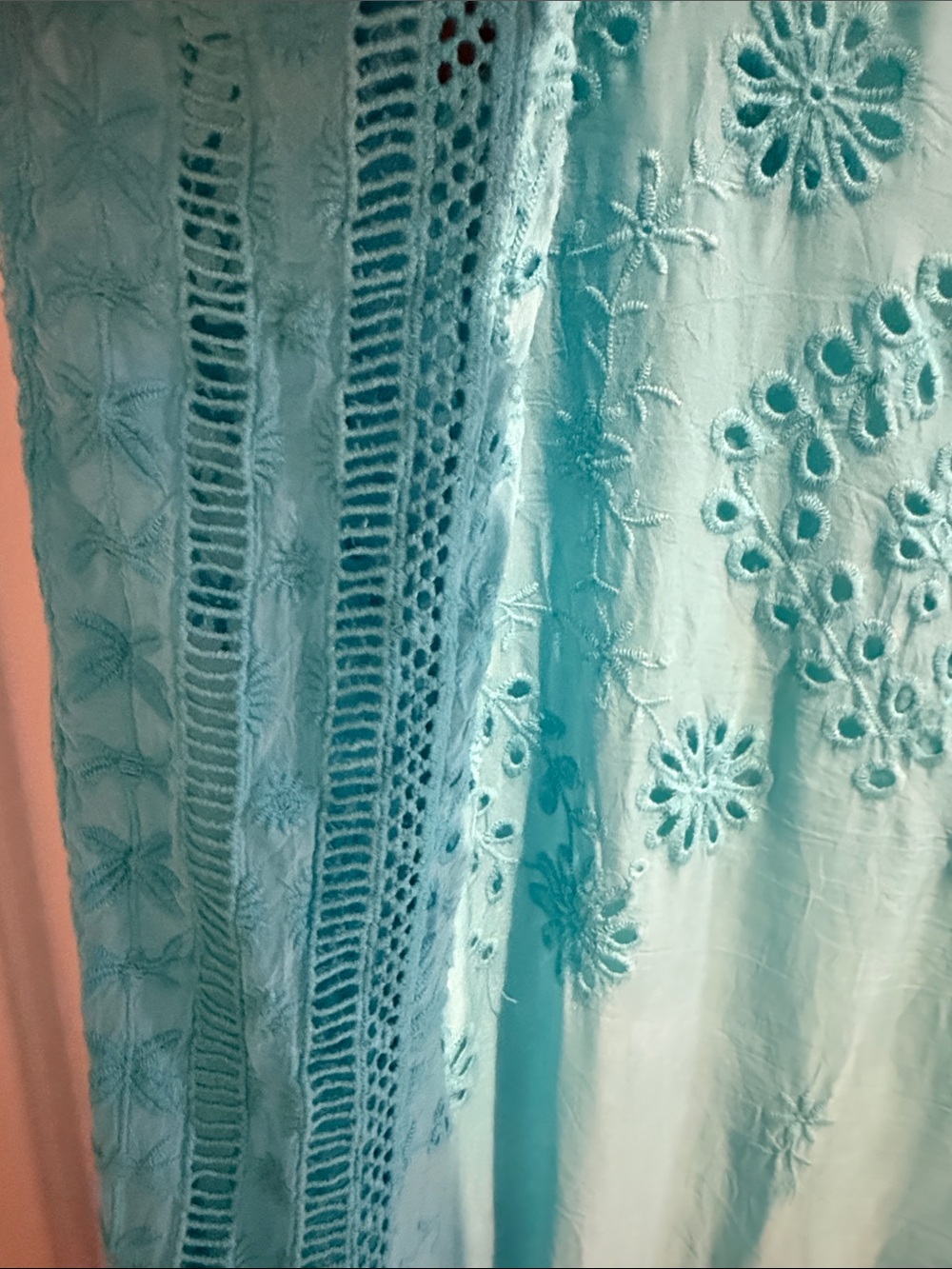 Johnny Was Turquoise Embroidered Eyelet Tank Top - Picture 3 of 4